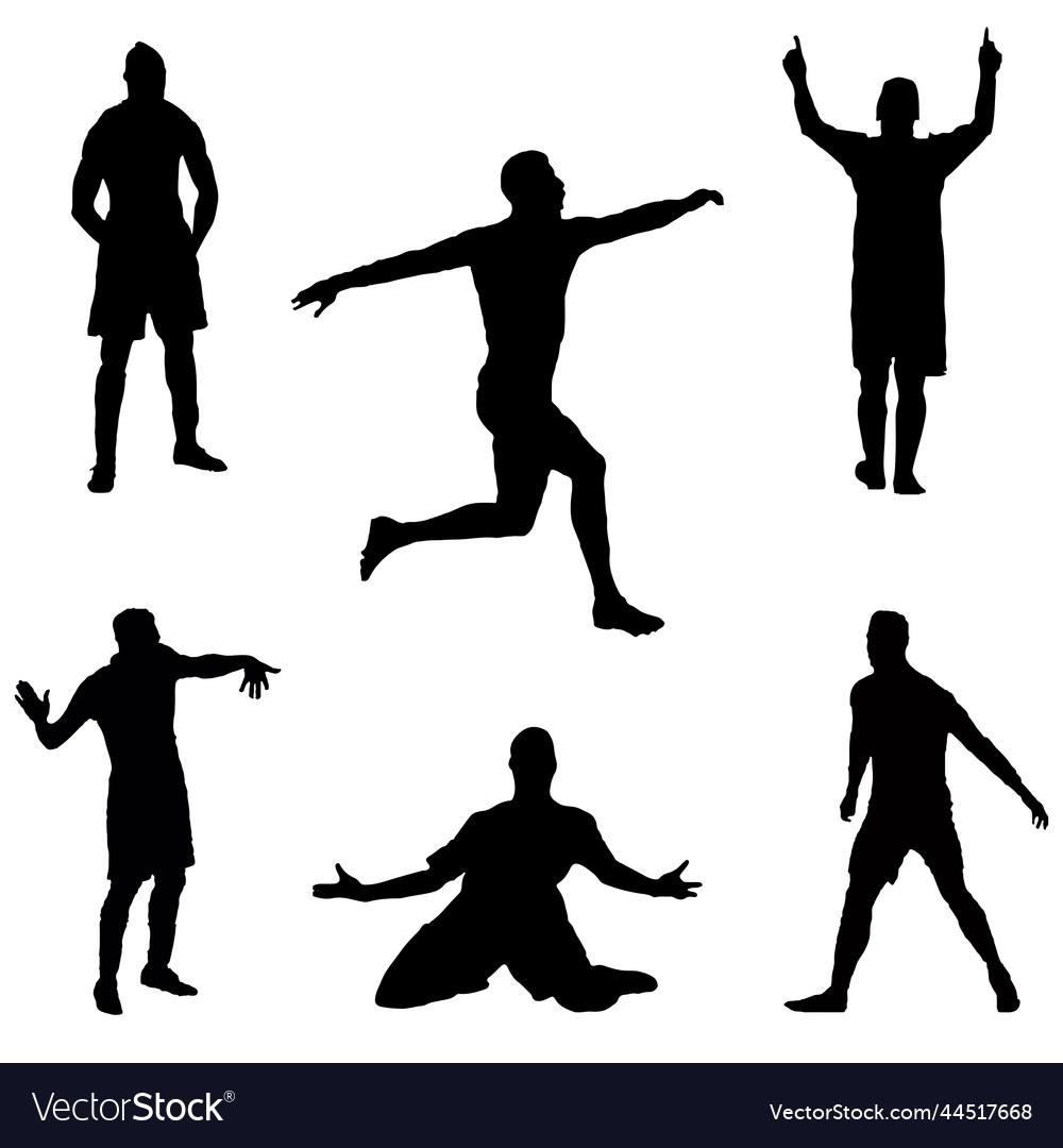 Silhouetten von Fußballspielern feiern vector image Silhouetten von Fußballspielern feiern