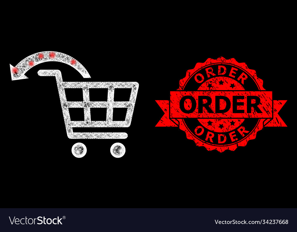 Textured order stamp and bright web network undo vector image Textured order stamp and bright web network undo