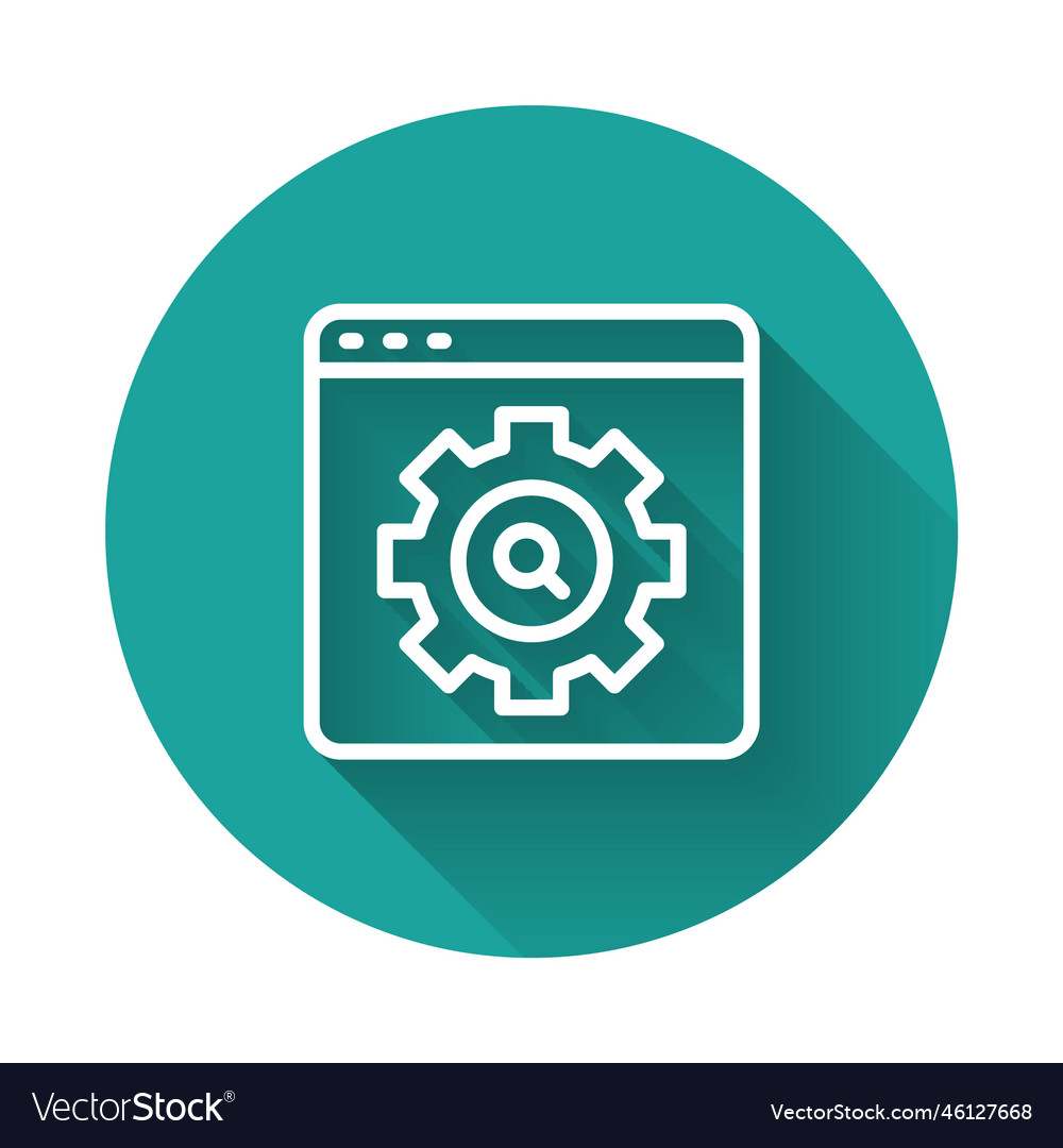 White line browser setting icon isolated with long vector image White line browser setting icon isolated with long