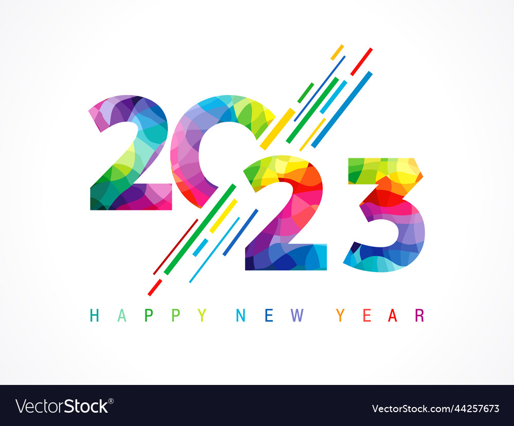 2023 happy new year colored facet numbers Vector Image