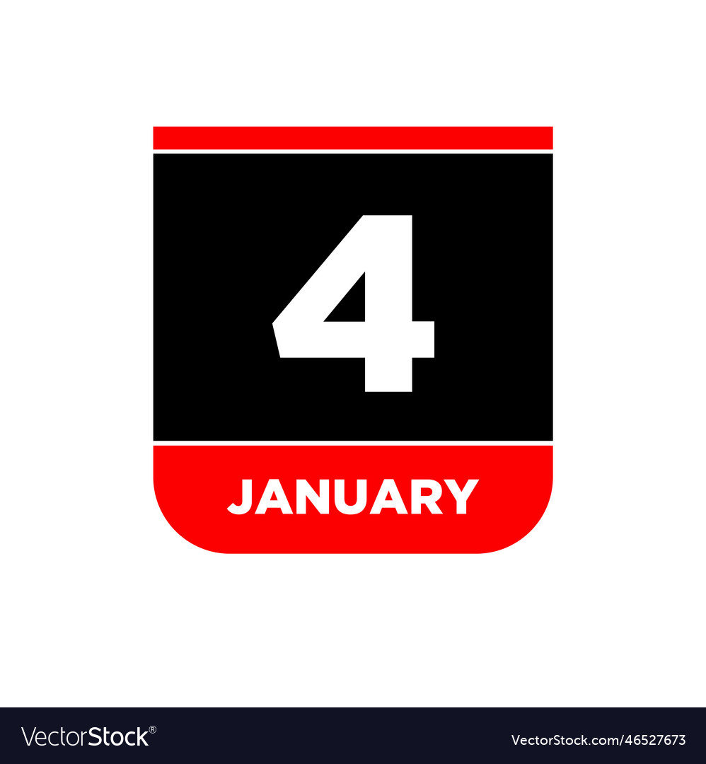 4 january calendar icon jan card page