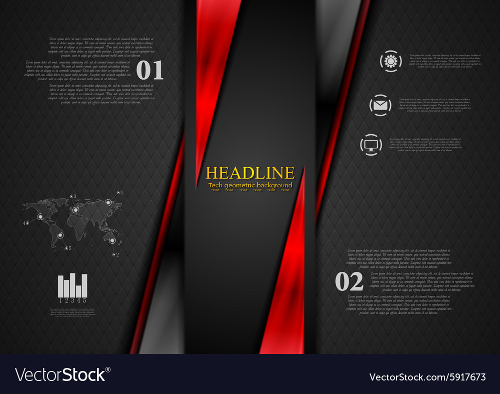 contrast black red tech presentation brochure vector image