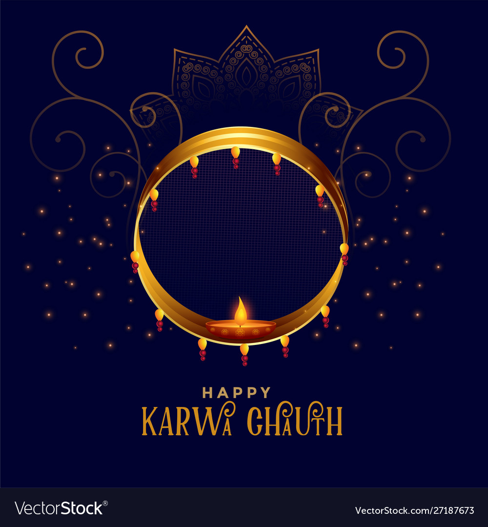 Decorative happy karwa chauth festival card design