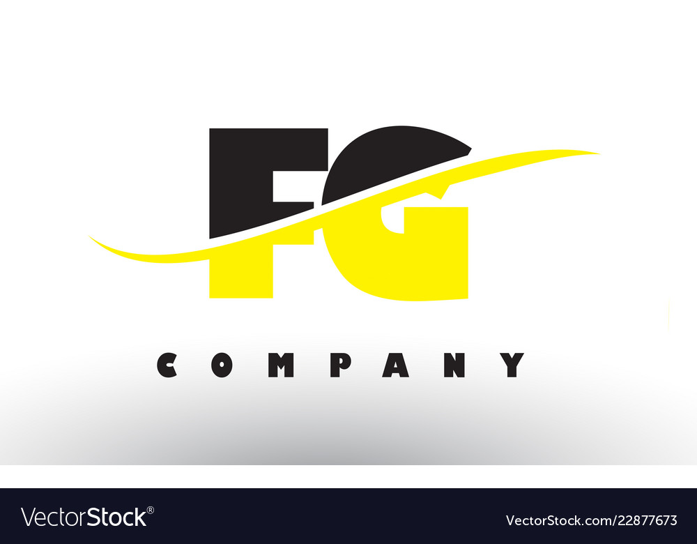 Fg f g black and yellow letter logo with swoosh