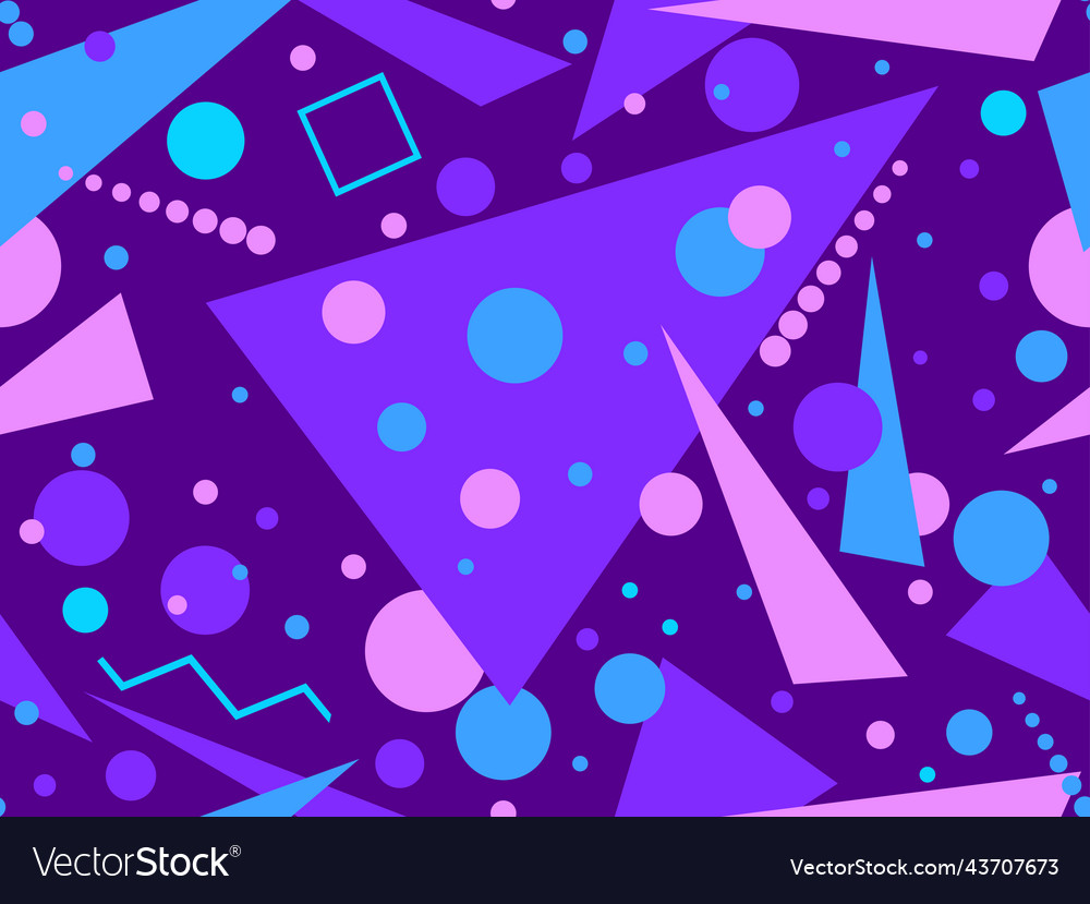 Geometric seamless pattern with memphis elements vector image Geometric seamless pattern with memphis elements
