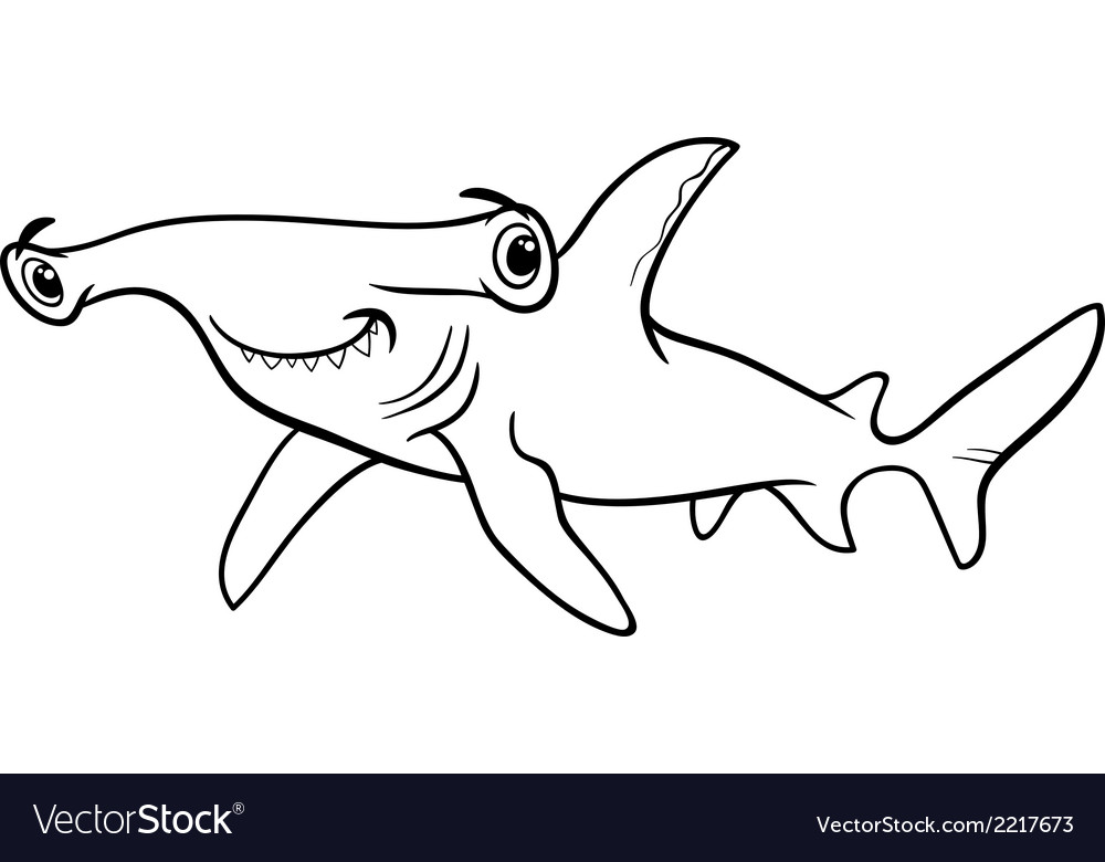 Hammerhead Shark Coloring Book Royalty Free Vector Image