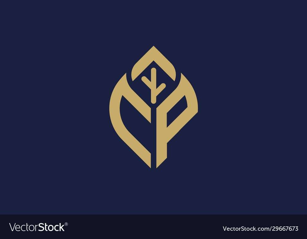 Initial letter c and p with abstract leaf logo