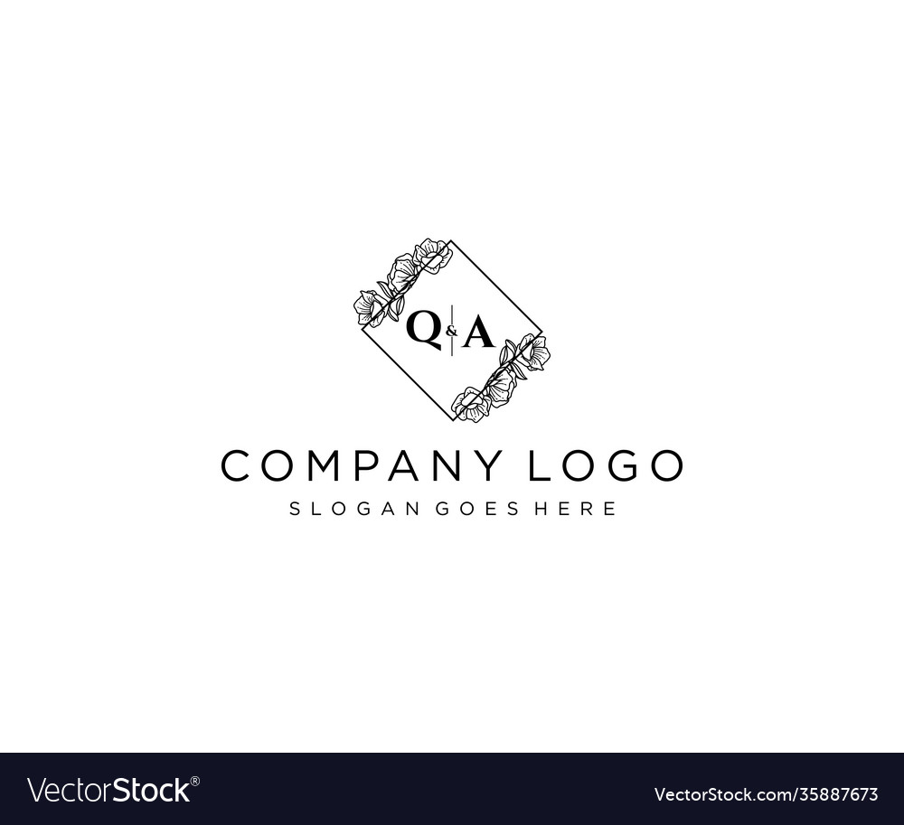 Initial qa letters botanical feminine logo
