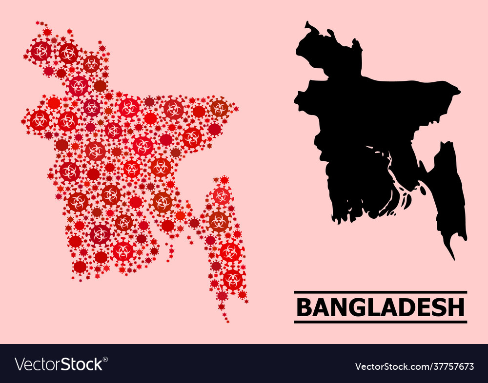 Map bangladesh - collage covid-2019