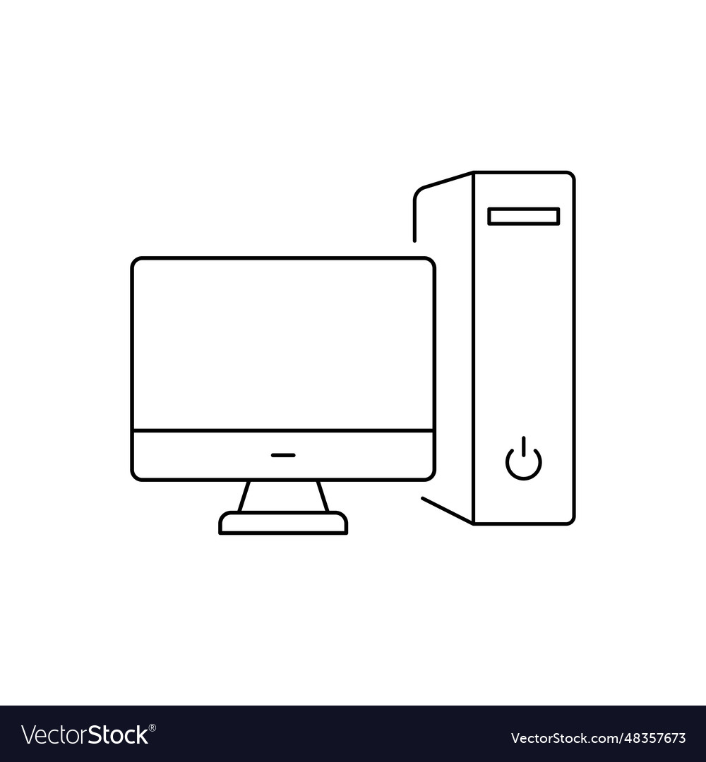 Monitor and system unit icon computer isolated