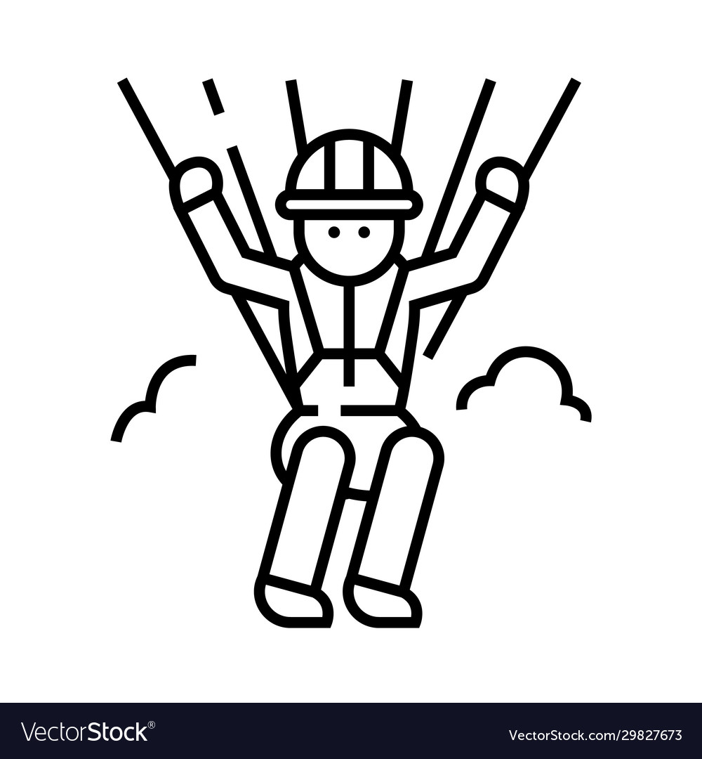 Parachutist Line Icon - Jump