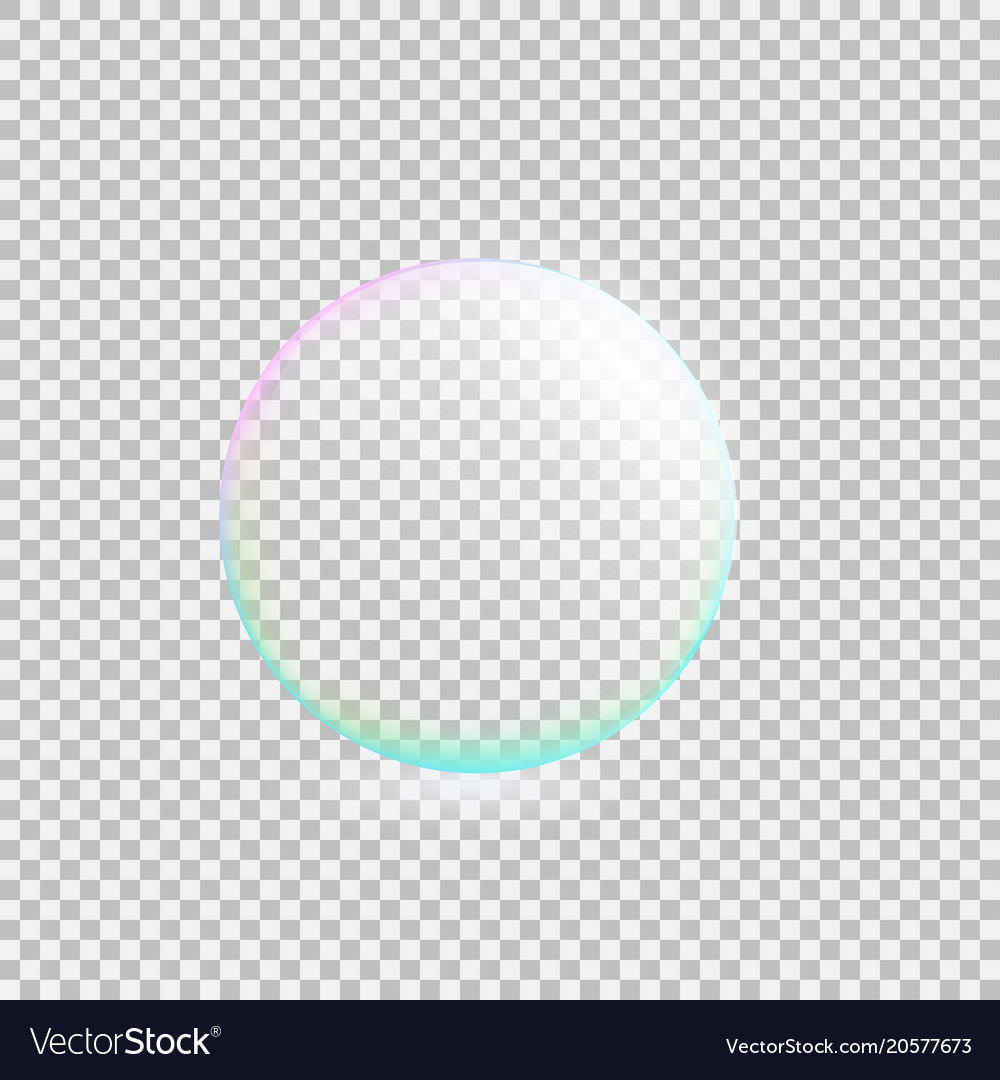 Realistic soap bubble with rainbow reflection