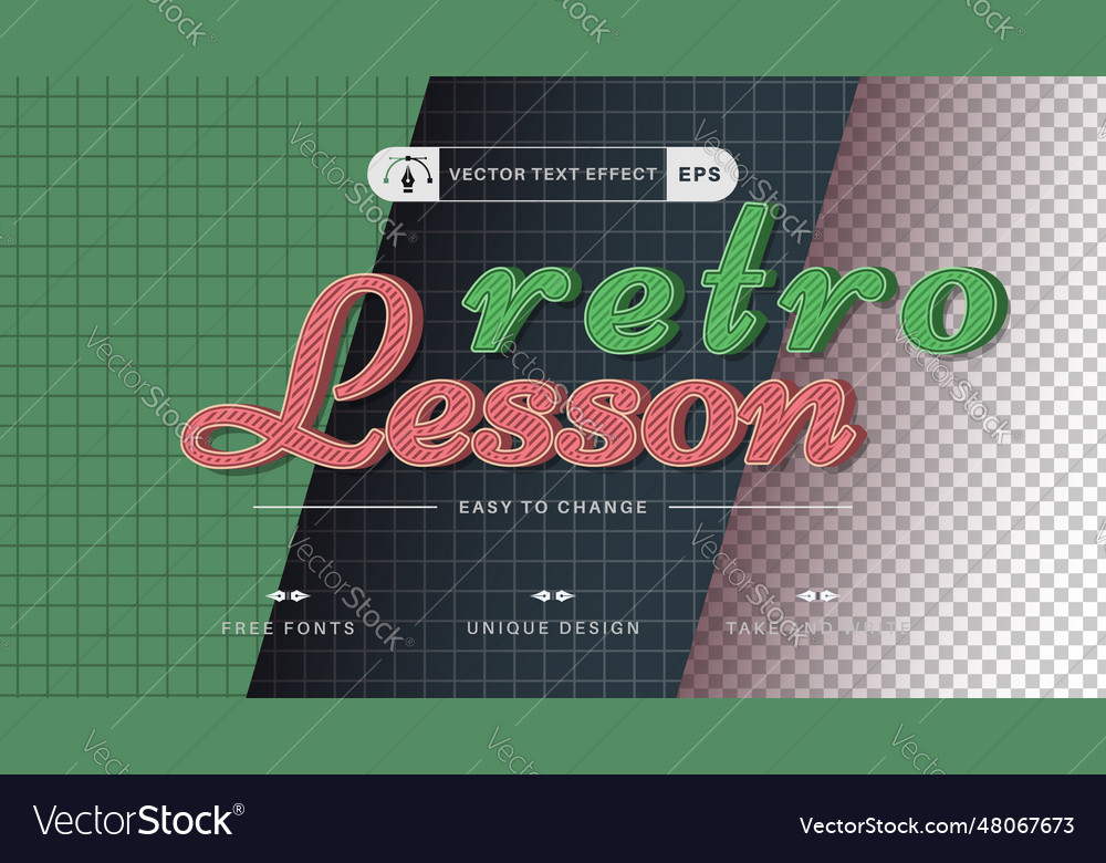Retro lesson - editable text effect font style