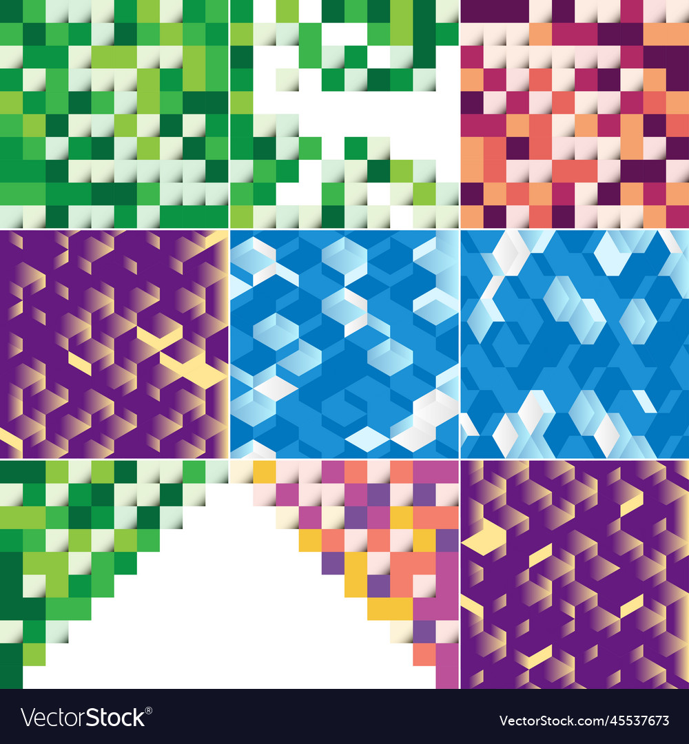 Seamless pattern of colorful blocks with a shadow