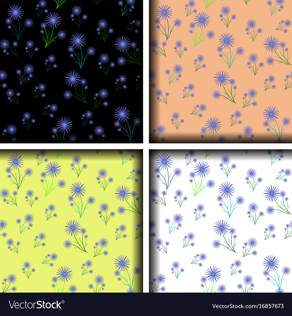 Set of seamless patterns with cornflowers