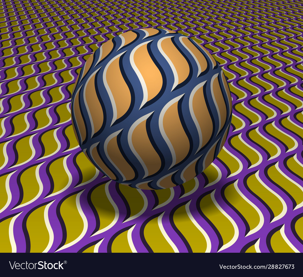 Sphere hovers above surface abstract objects