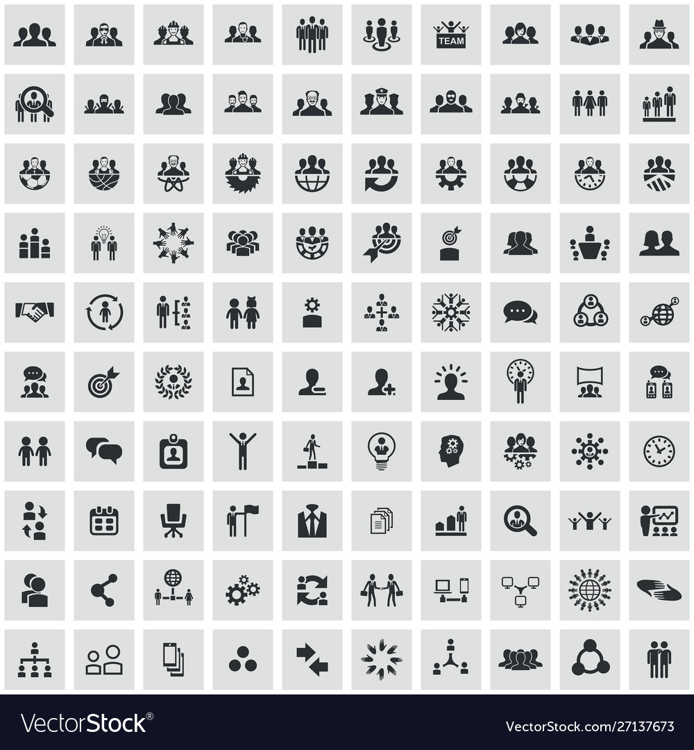 Teamwork 100 icons universal set for web and ui