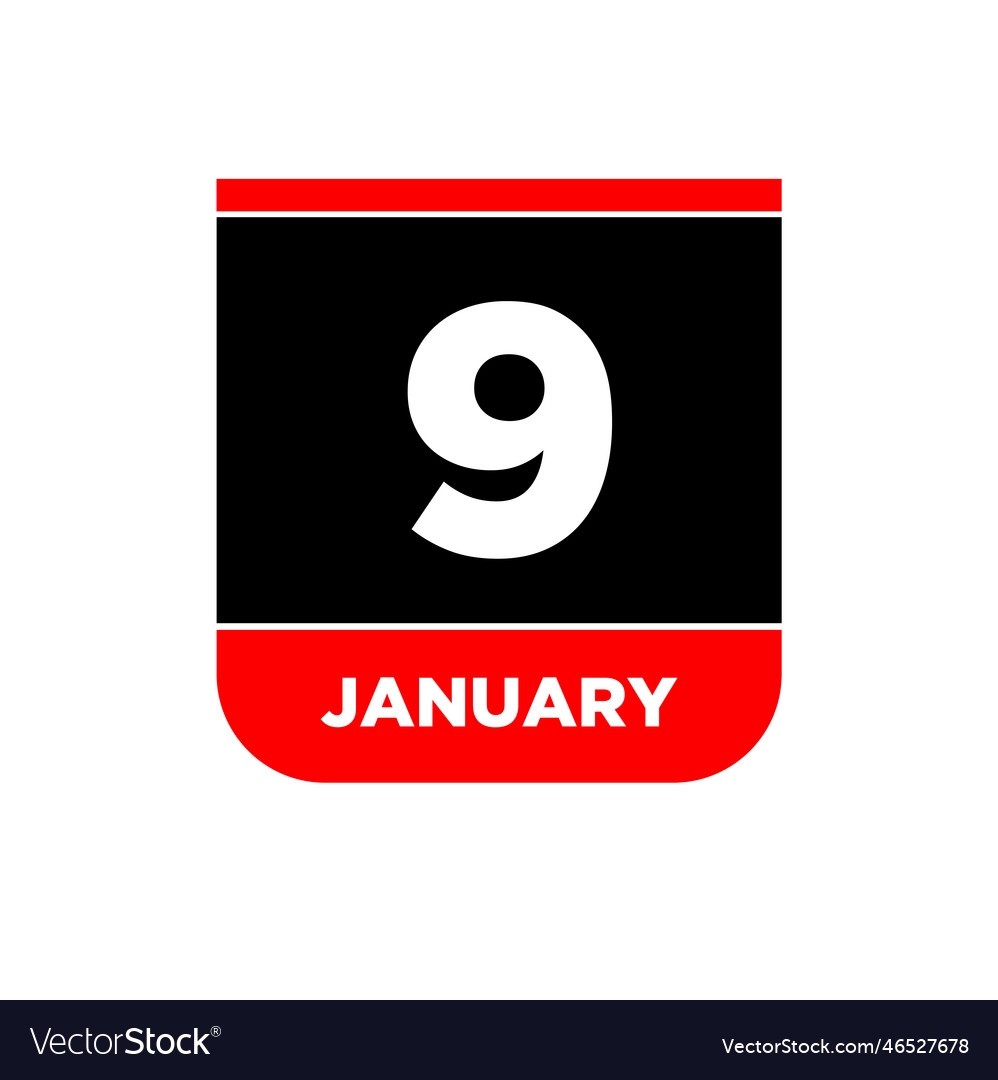 9 january calendar icon jan card