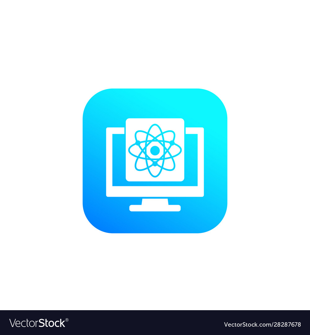 Atom icon with computer