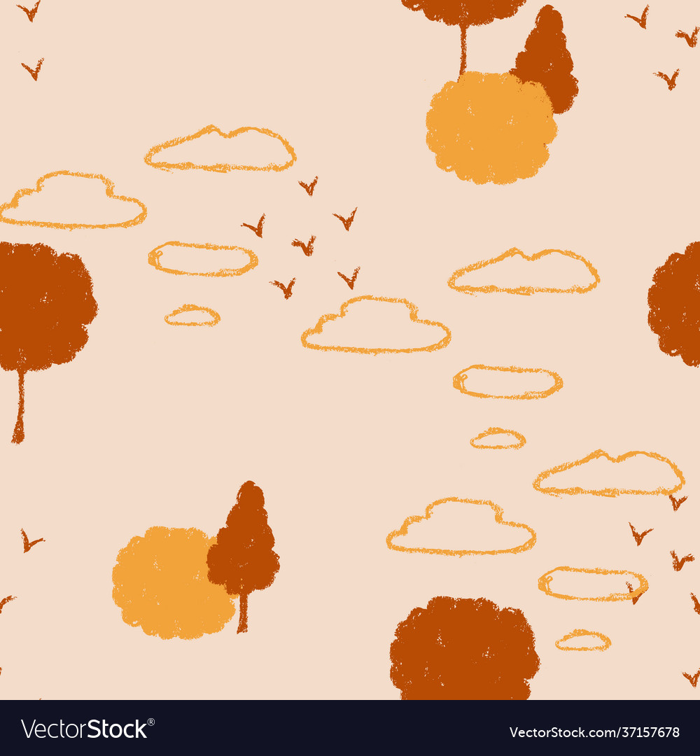 Autumn Tree Clouds Pattern