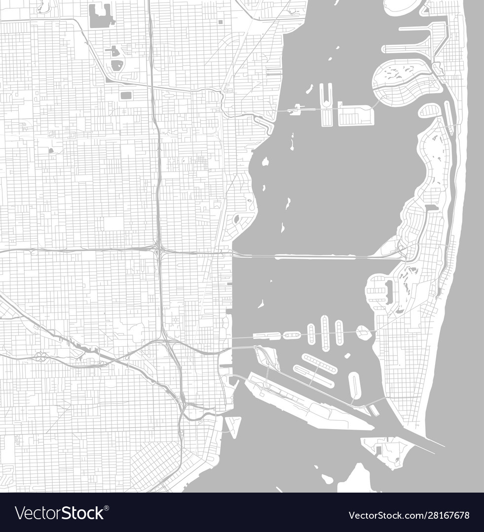 Black and white city map miami with well Vector Image