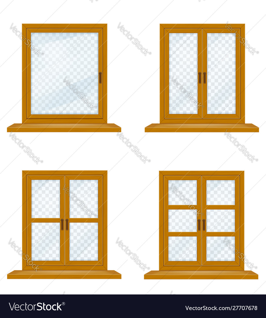 Geschlossenes Holzfenster mit transparentem Glas