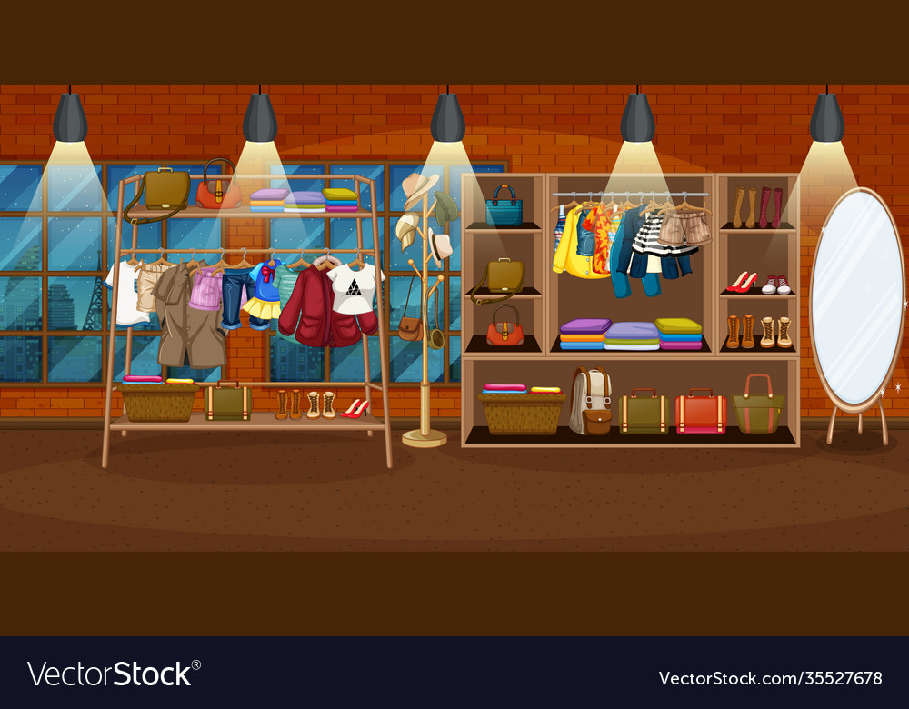 Clothes hanging on a rack Royalty Free Vector Image