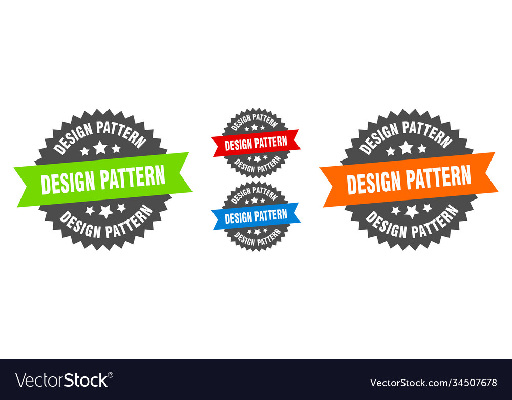 Design pattern sign round ribbon label set seal
