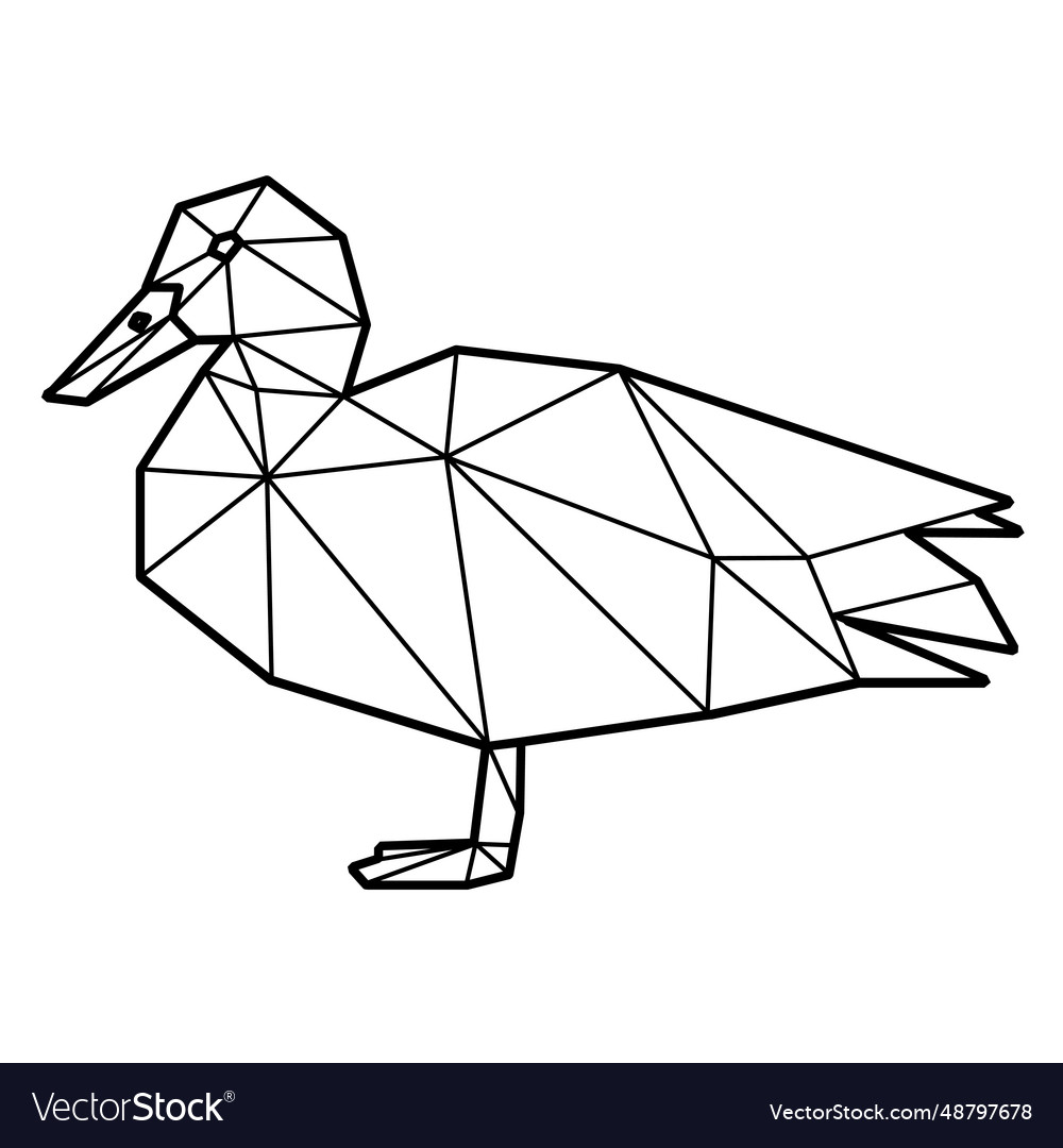 Duck side view polygonal Royalty Free Vector Image