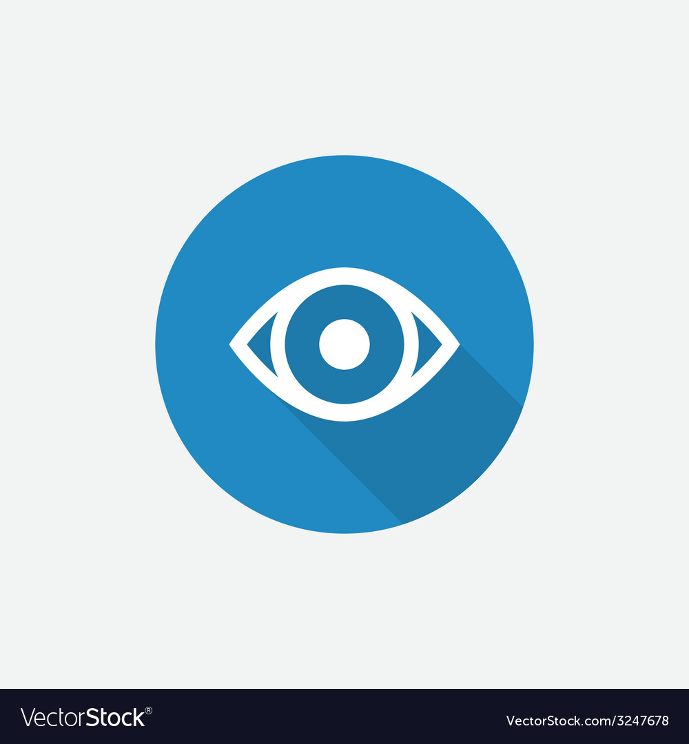 Eye flat blue simple icon with long shadow