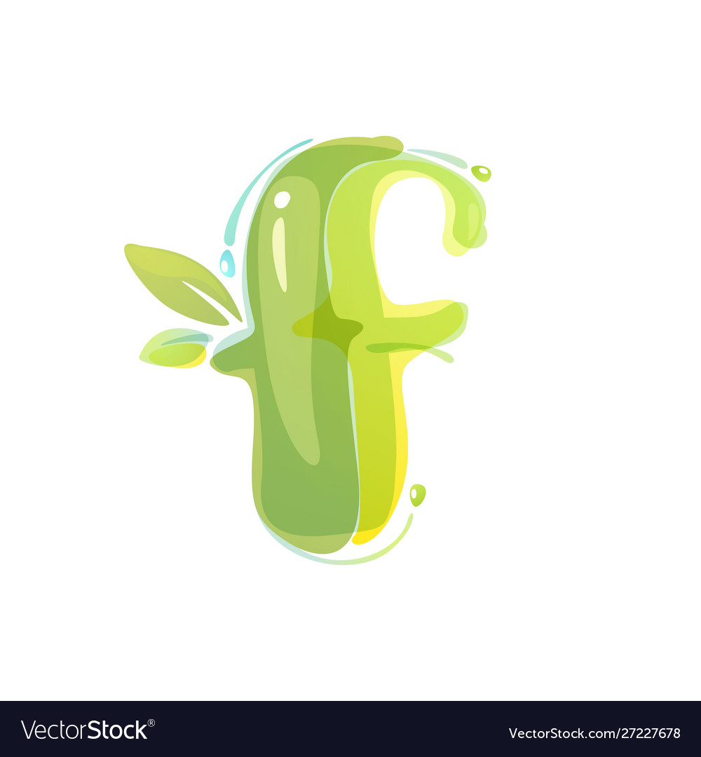 F letter eco logo formed watercolor splashes