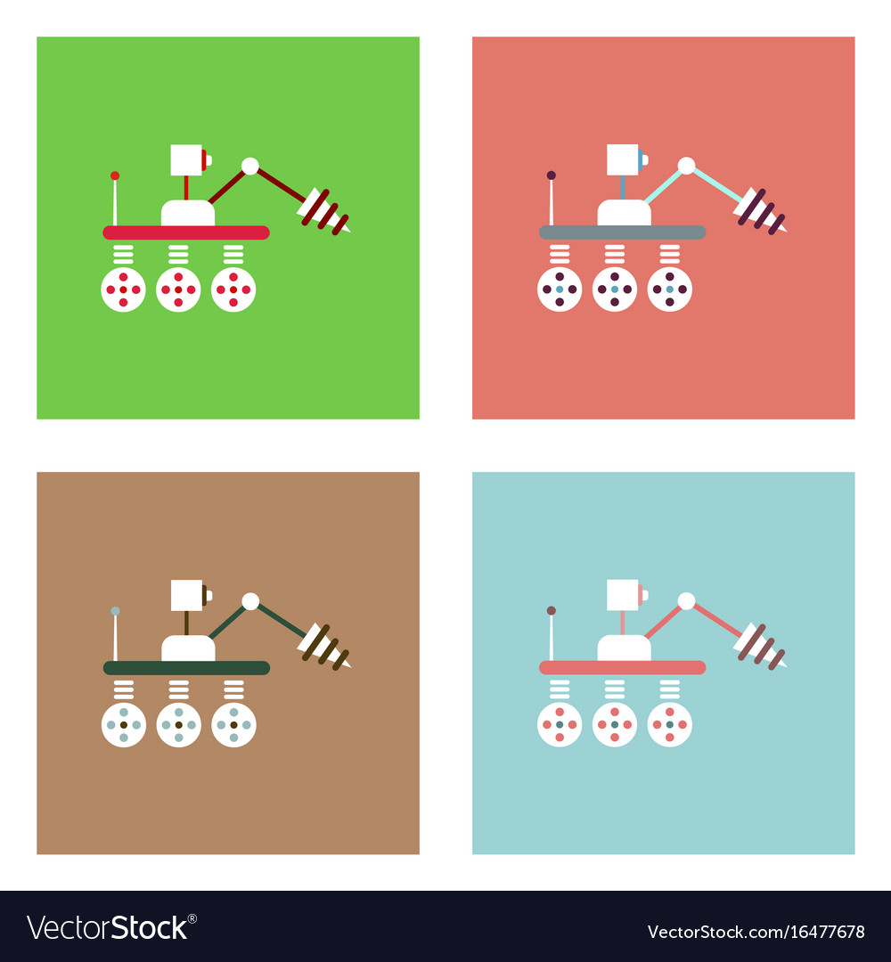Flat icon design collection space robot