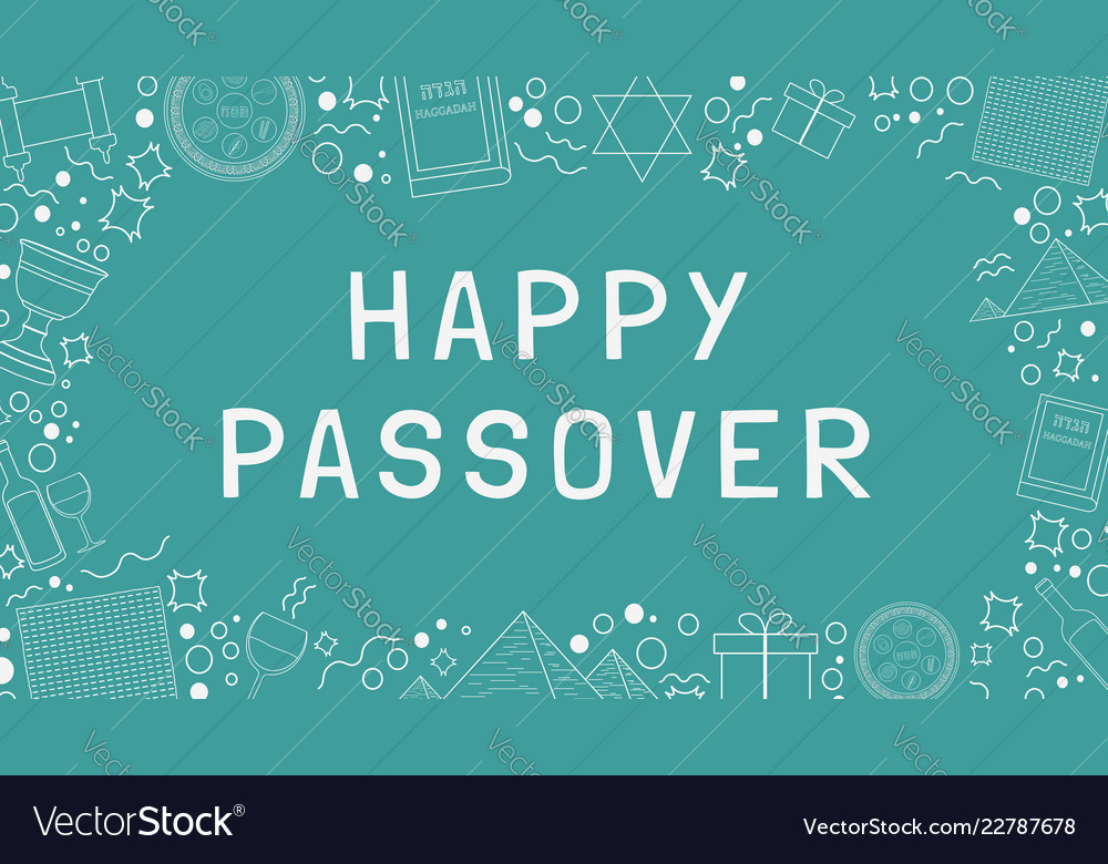 Frame with passover holiday flat design white