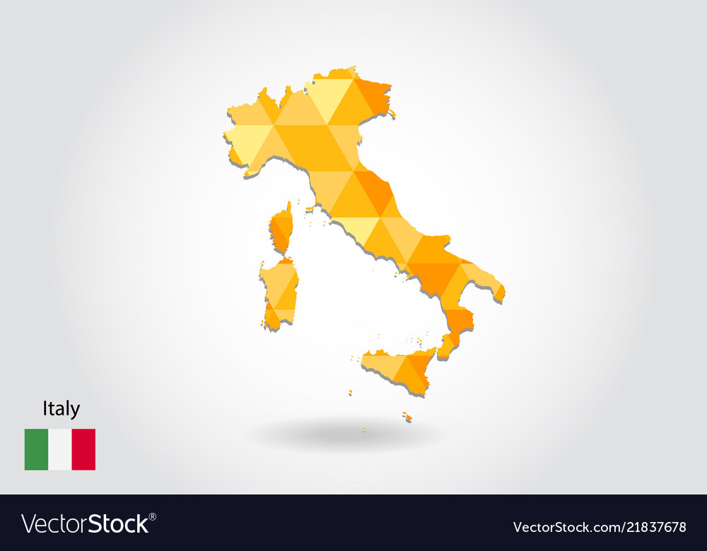 Geometric polygonal style map of italy low poly