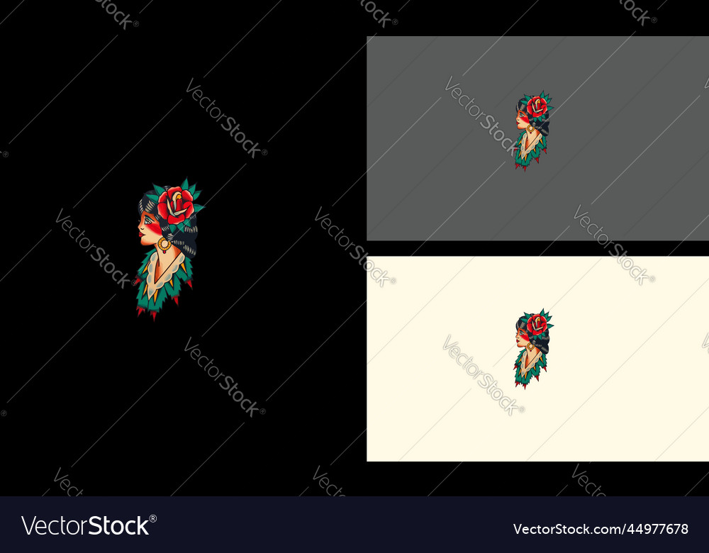 Kopf Frauen mit roten Rosen Blumen Artwork Design