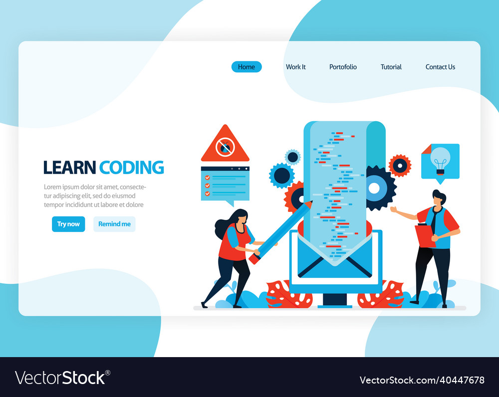 Homepage for learning programming and coding vector image Homepage for learning programming and coding