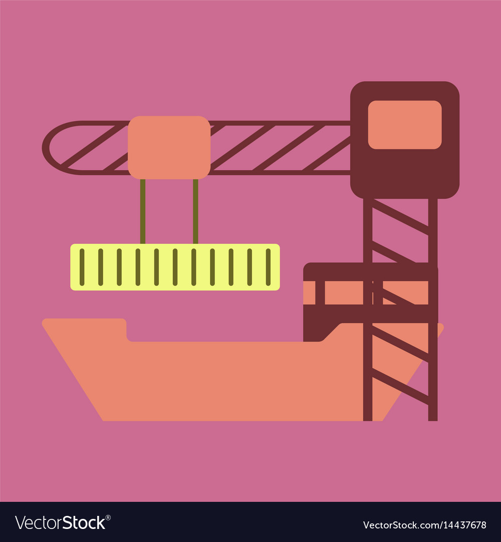Icon in flat design container loading ship