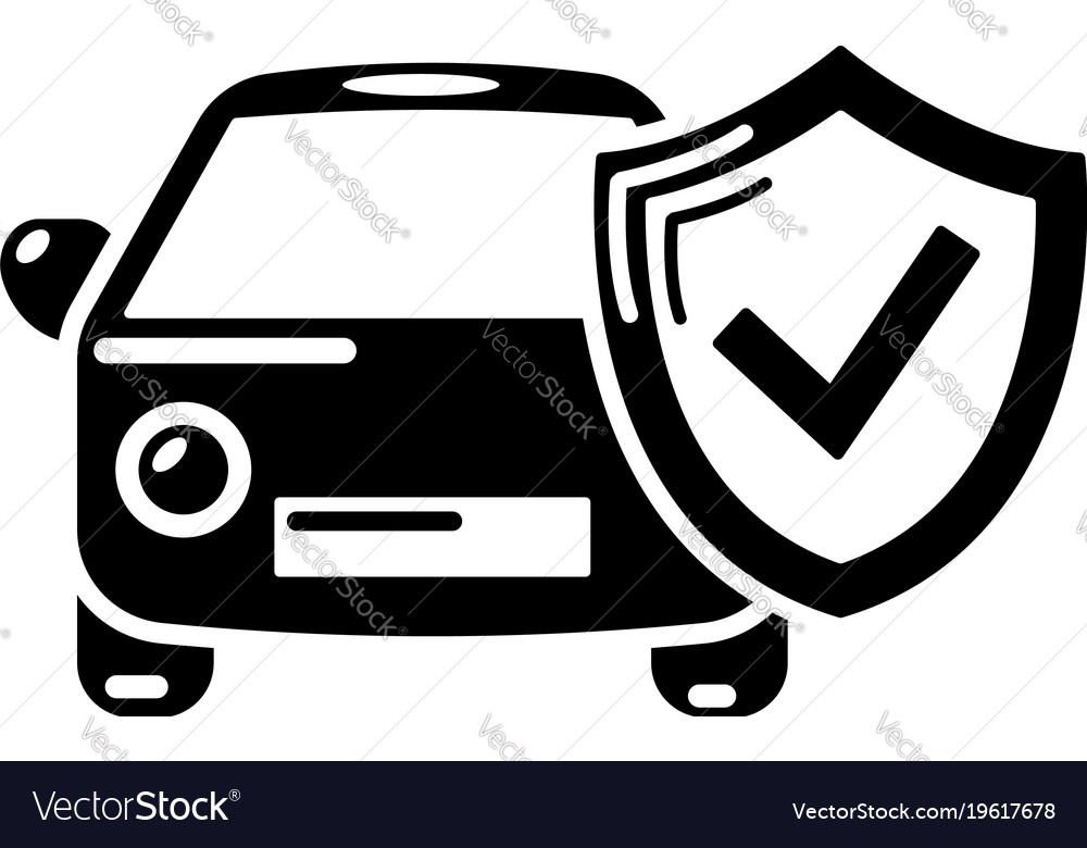 Insurance car icon simple black style Royalty Free Vector