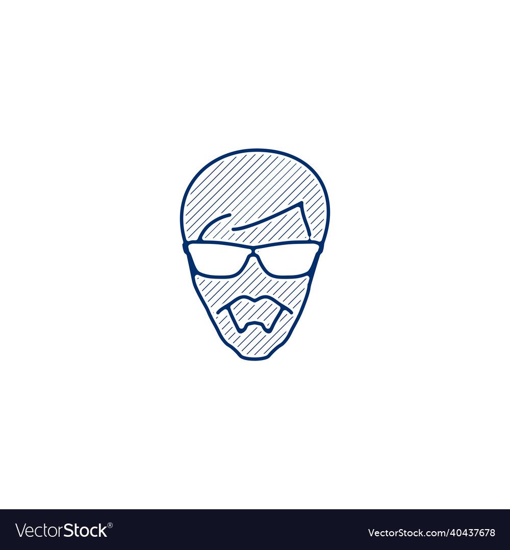 Man with beard avatar face icon isolated line vector image Man with beard avatar face icon isolated line