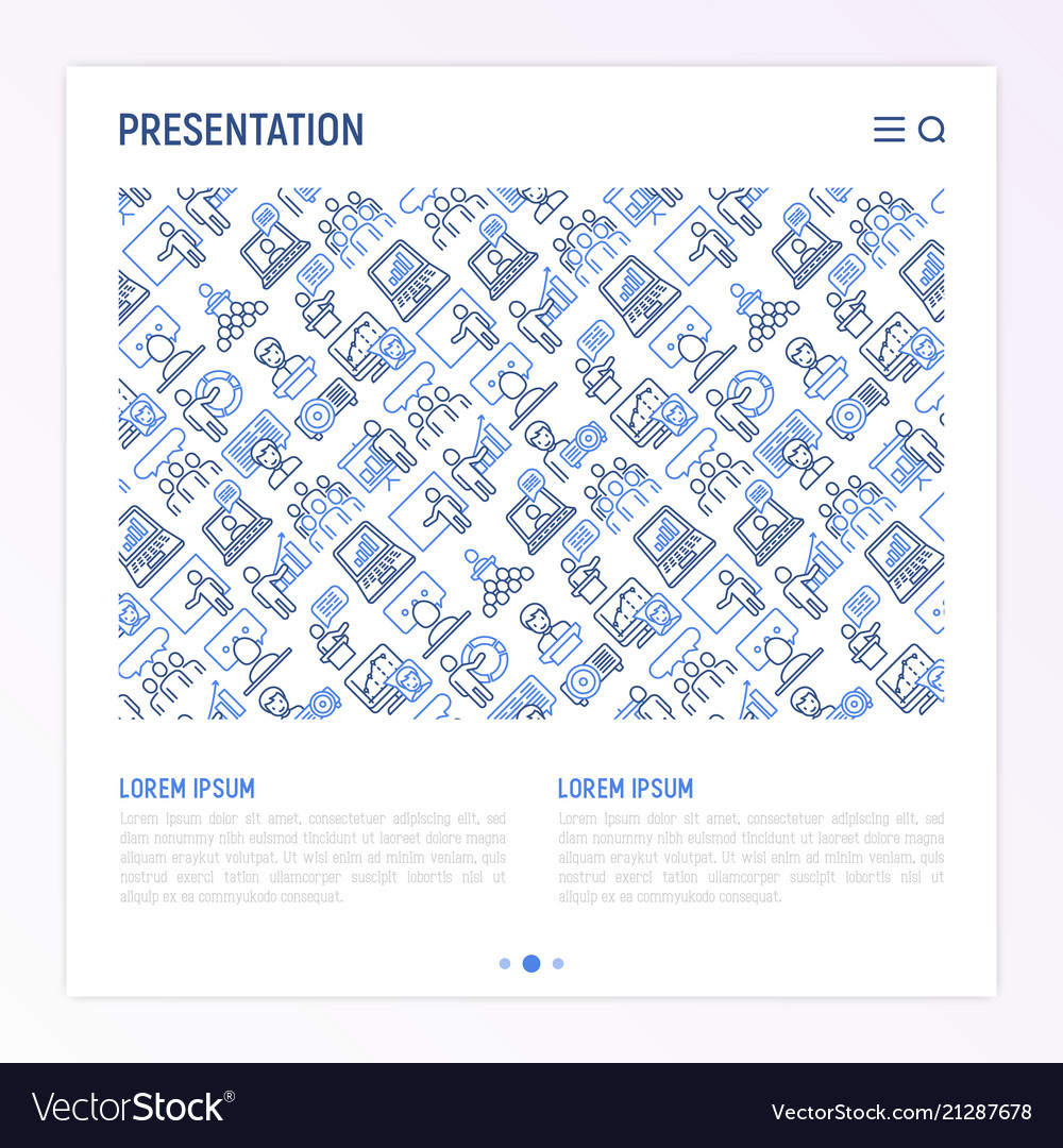 Presentation concept with thin line icons vector image Presentation concept with thin line icons