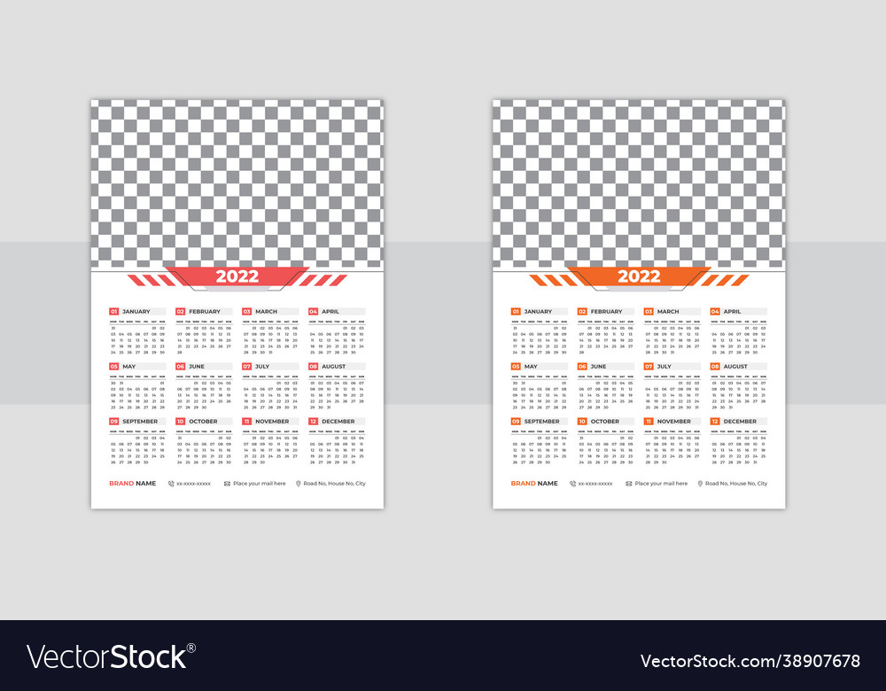 Print ready 2022 calendar design template vector image Print ready 2022 calendar design template