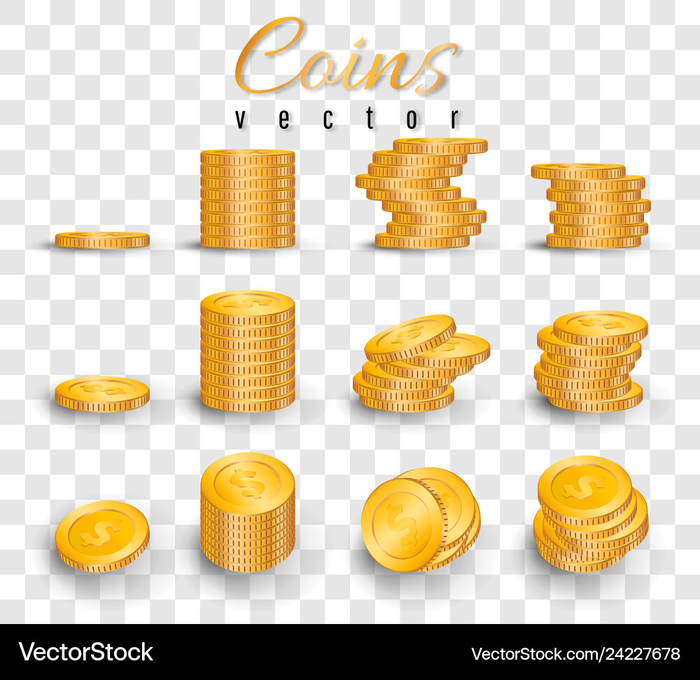 Realistic Stack Of Gold Coins Isolated Royalty Free Vector