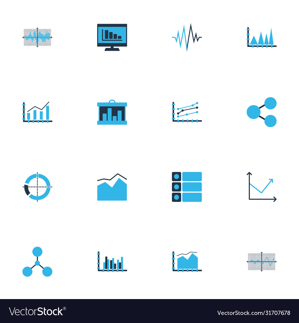 Set graphs diagrams and statistics icons