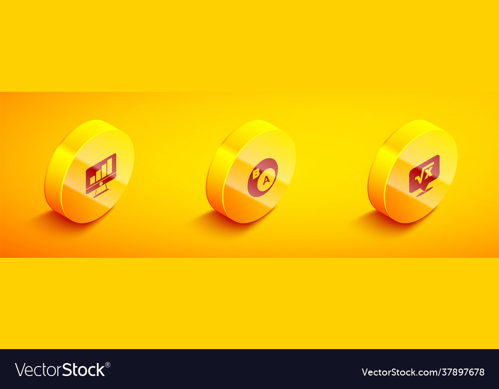 Set isometric computer monitor with graph chart vector image Set isometric computer monitor with graph chart