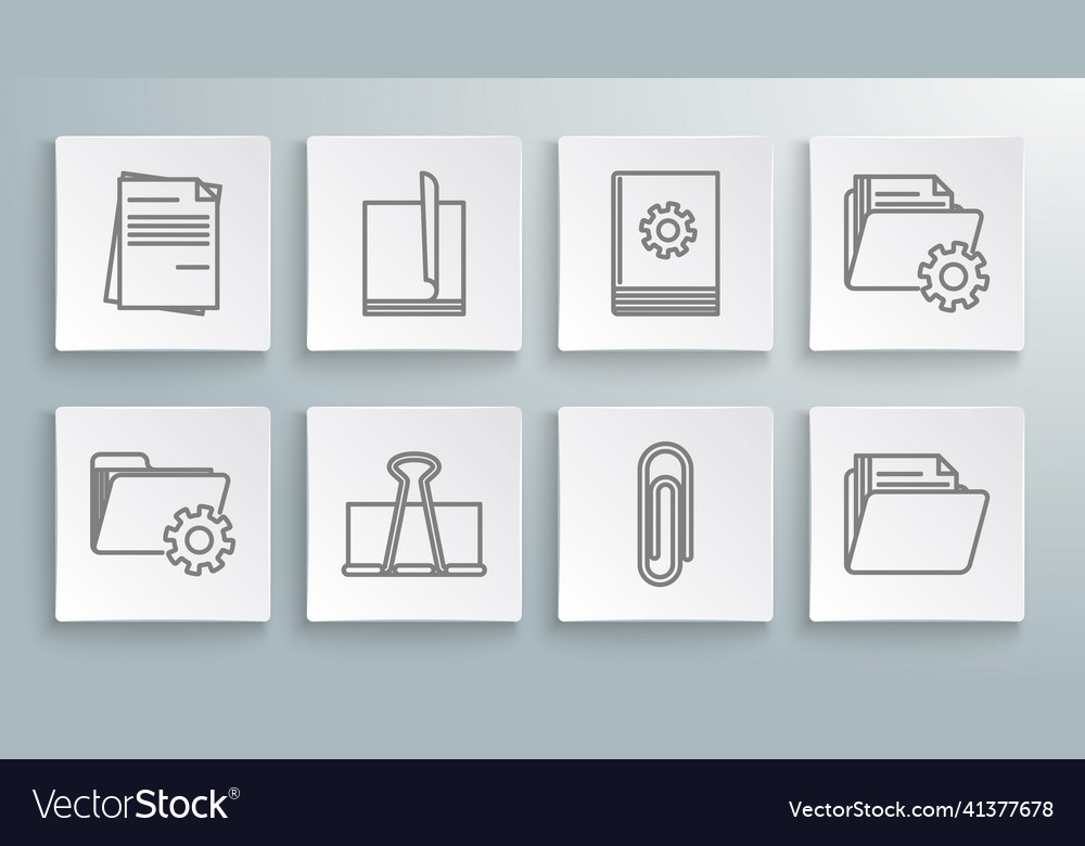 Set line folder settings with gears file document vector image Set line folder settings with gears file document