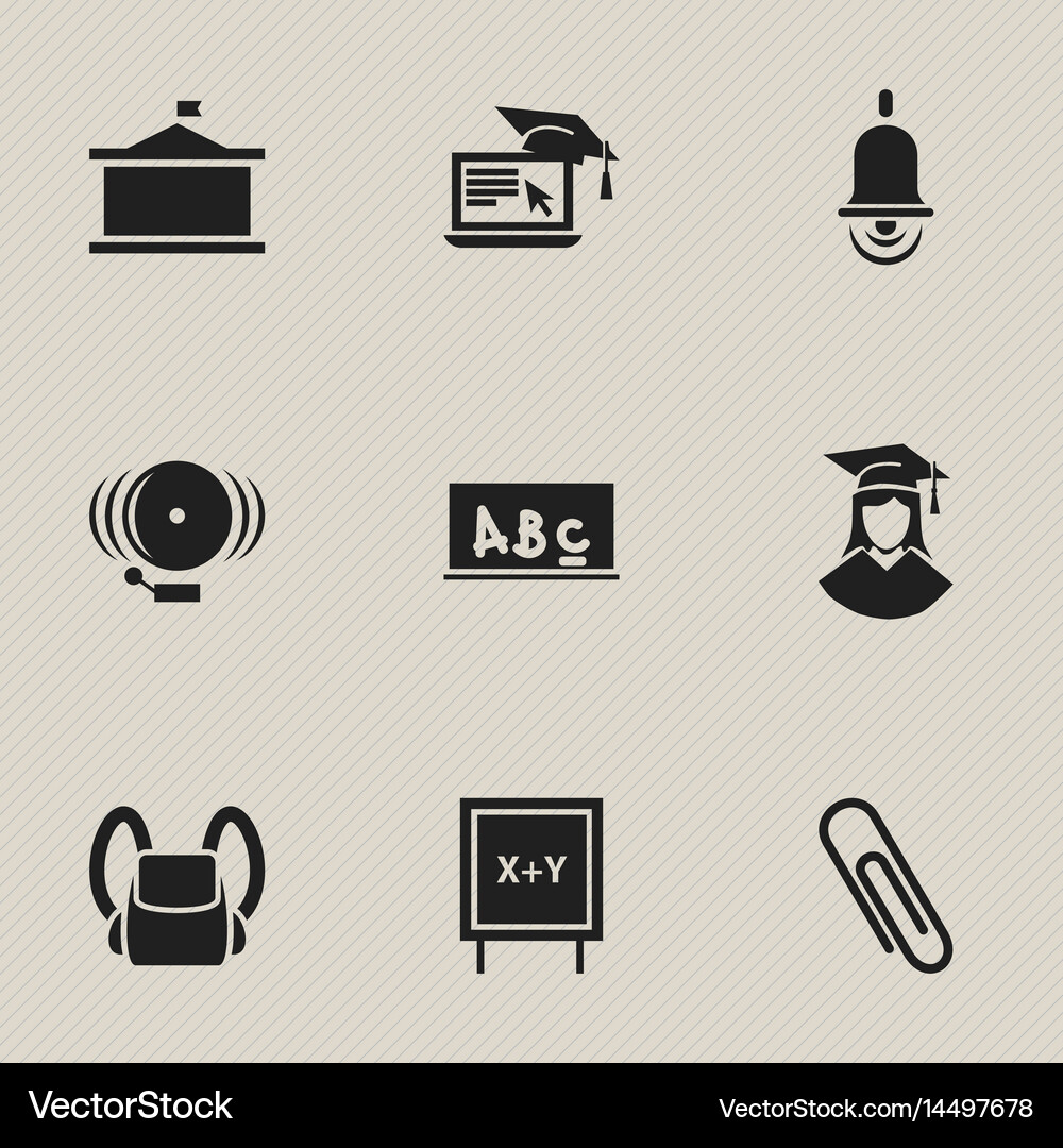 Set of 9 editable graduation icons includes Vector Image