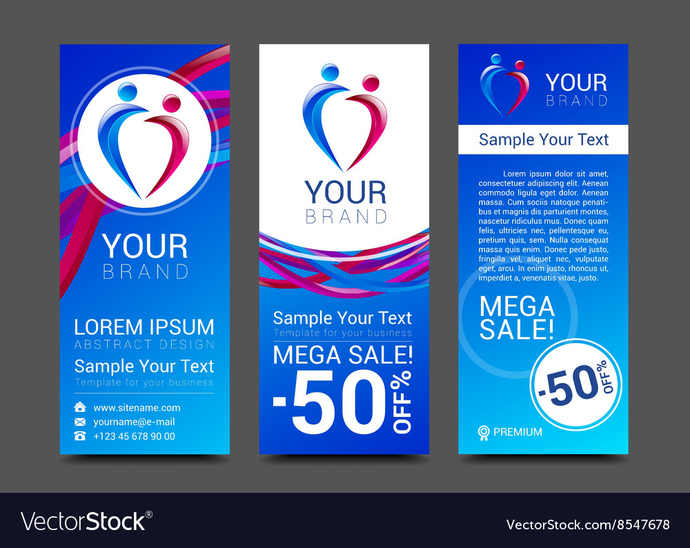 Set Of Horizontal Banners For Your Business With Vector Image