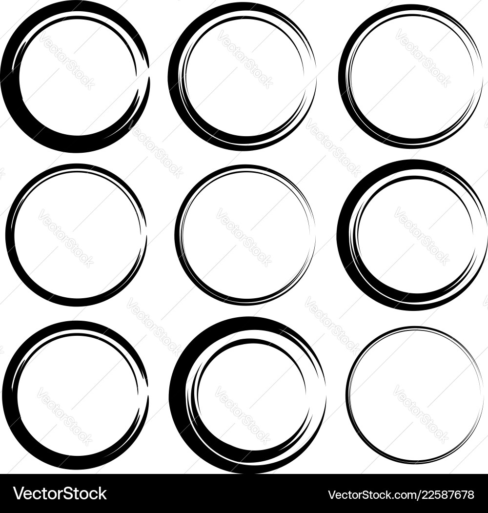 Sketchy circles with handdrawn effect set 9 Vector Image