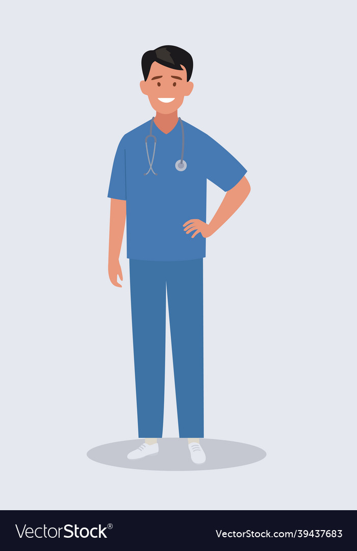 A male doctor with stethoscope in uniform vector image A male doctor with stethoscope in uniform