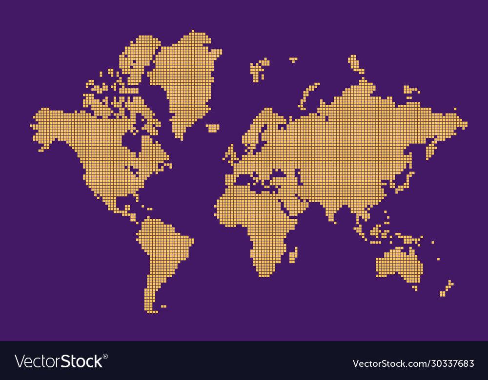 Abstract pixel world map halftone style